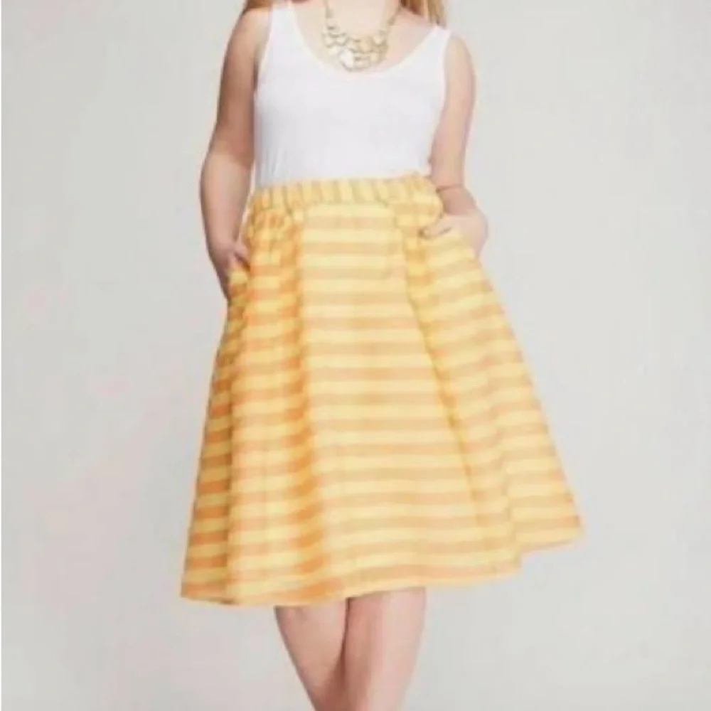 Lane Bryant 22/24 Yellow Striped A-Line Plus Skirt Summer Party Office lined